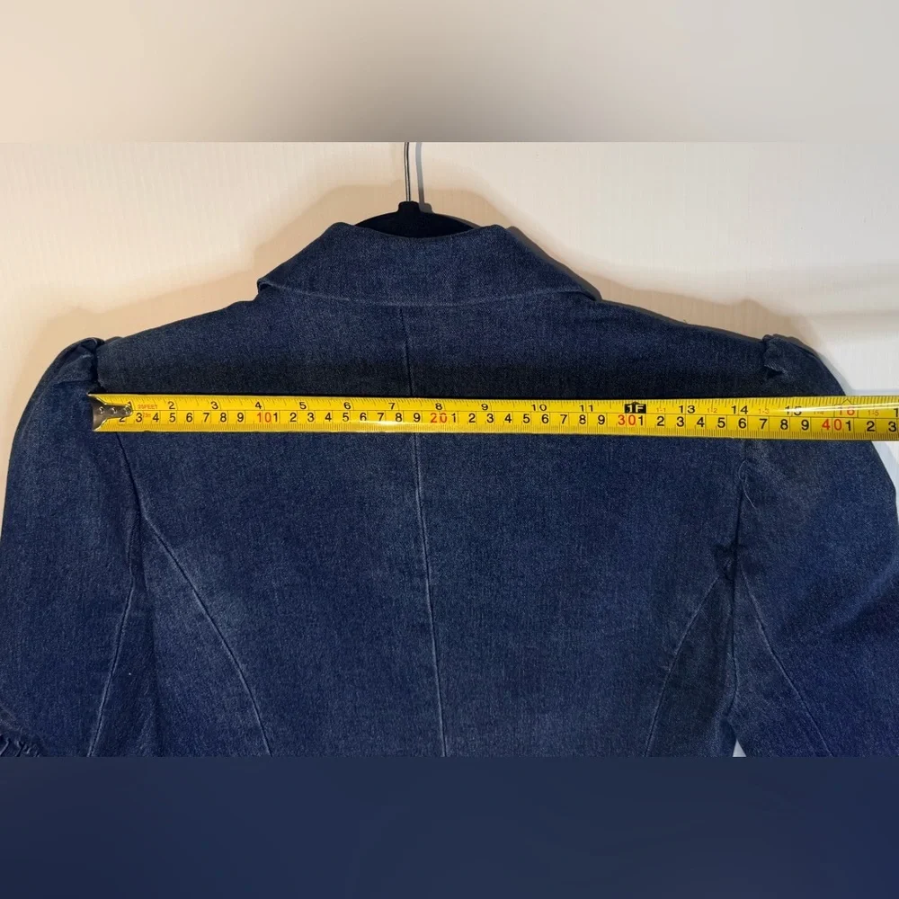 Marled x Olivia Culpo Denim Ruffle Blazer Dress - Size Small