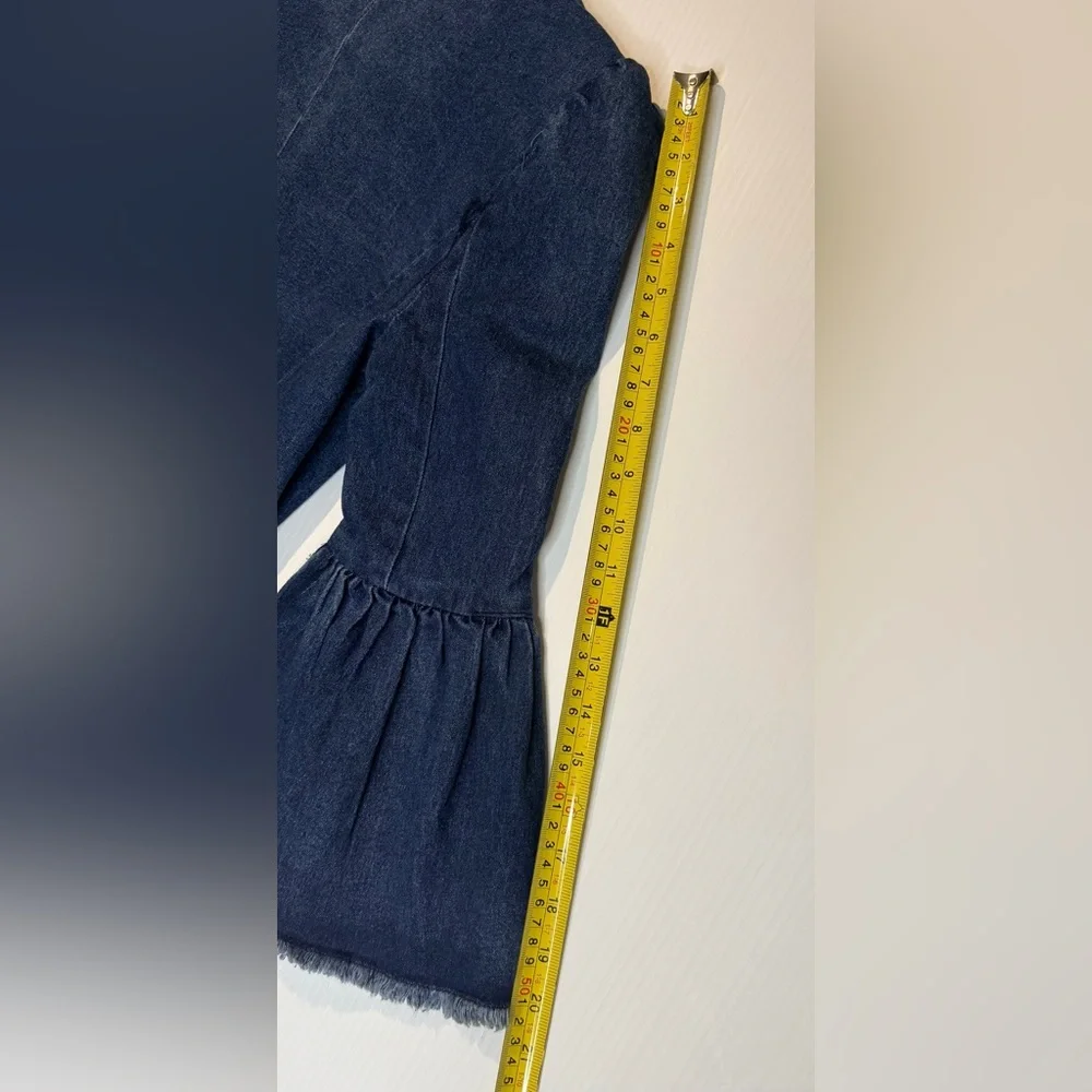 Marled x Olivia Culpo Denim Ruffle Blazer Dress - Size Small