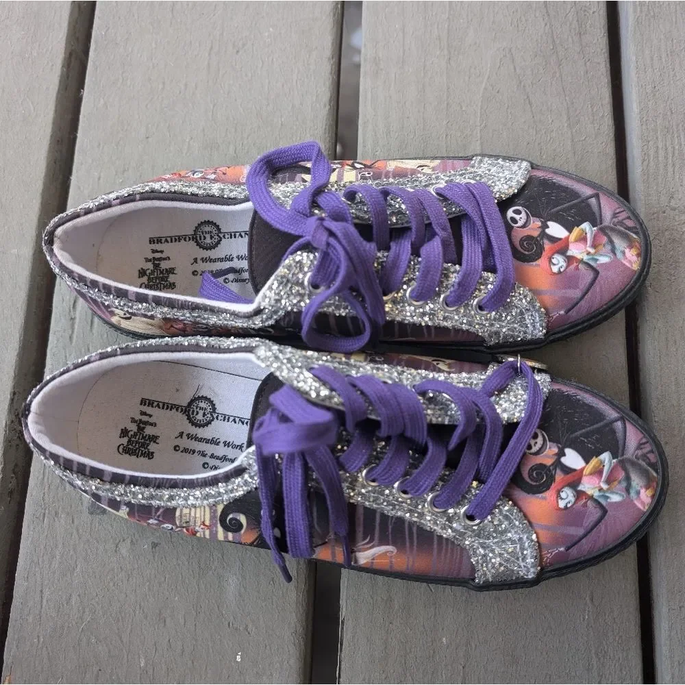 Bradford Exchange The Nightmare Before Christmas Ever-Sparkle Canvas‎ Shoes 8