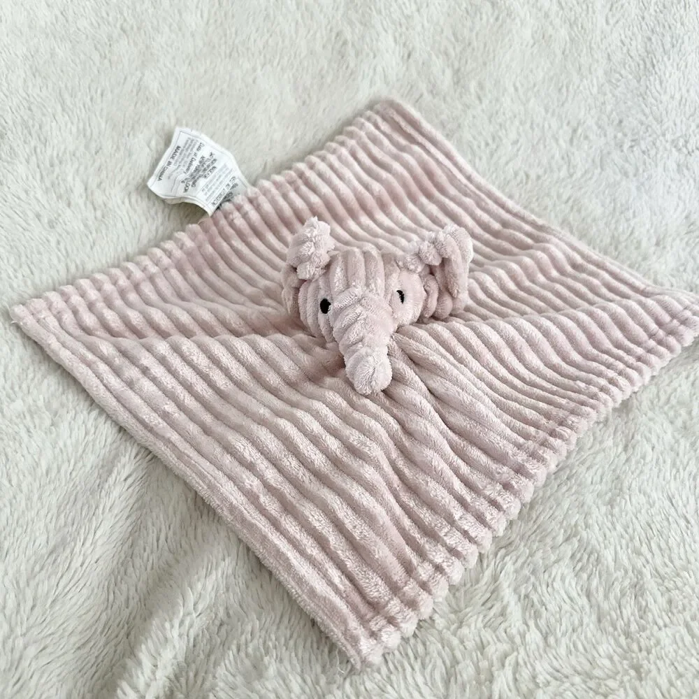 Mon Lapin Elephant Security Blanket Rose Mauve Corduroy Ribbed Lovey Pink 12”