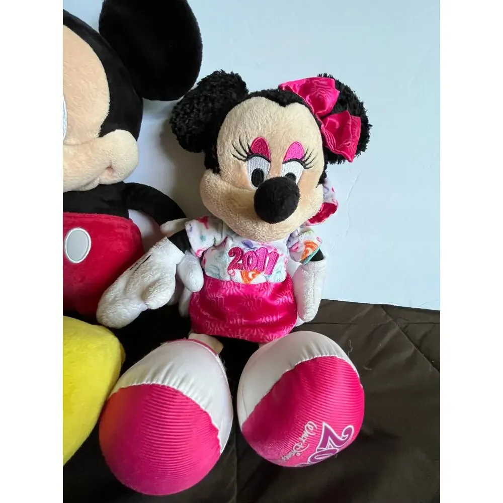 Disney Parks Mickey 18” & Minnie 15” Plush Lot Disneyland Walt Disney World