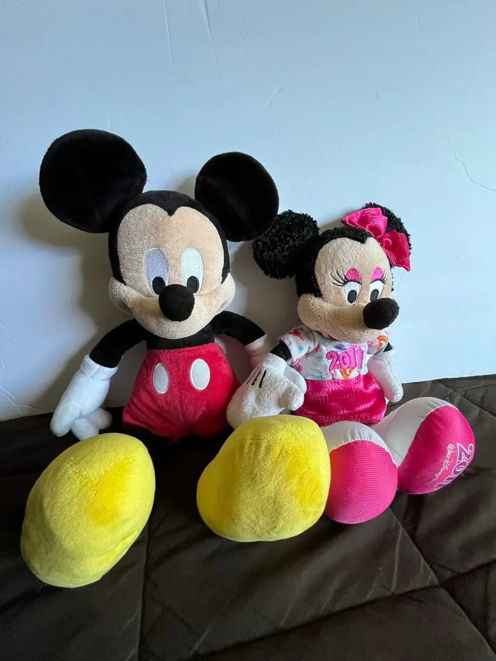 Disney Parks Mickey 18” & Minnie 15” Plush Lot Disneyland Walt Disney World