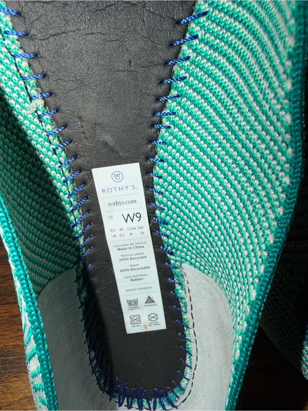 Rothy's Teal and Cream Pointed Knit Flats