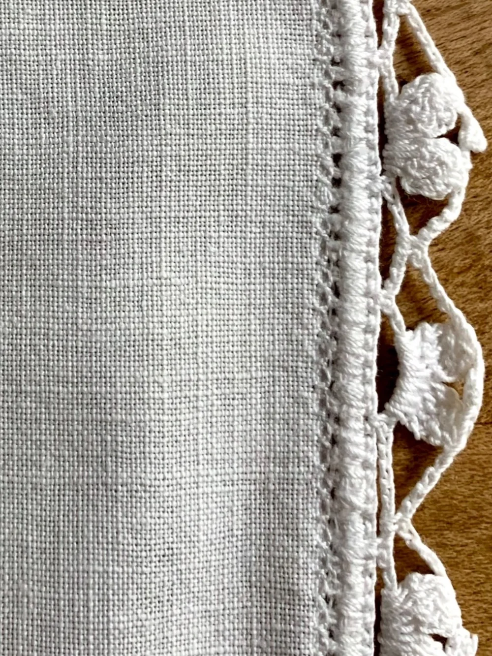 Crochet & Linen Tablecloth | 36” Square | Cottagecore Lace | Vintage