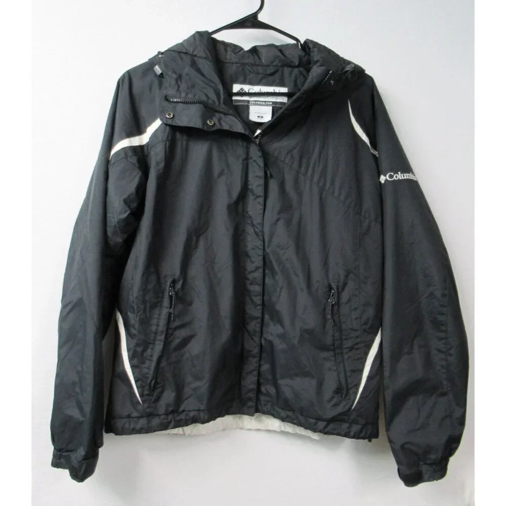 Vintage Columbia Coat Woman's Medium Black/White Logo Size Medium
