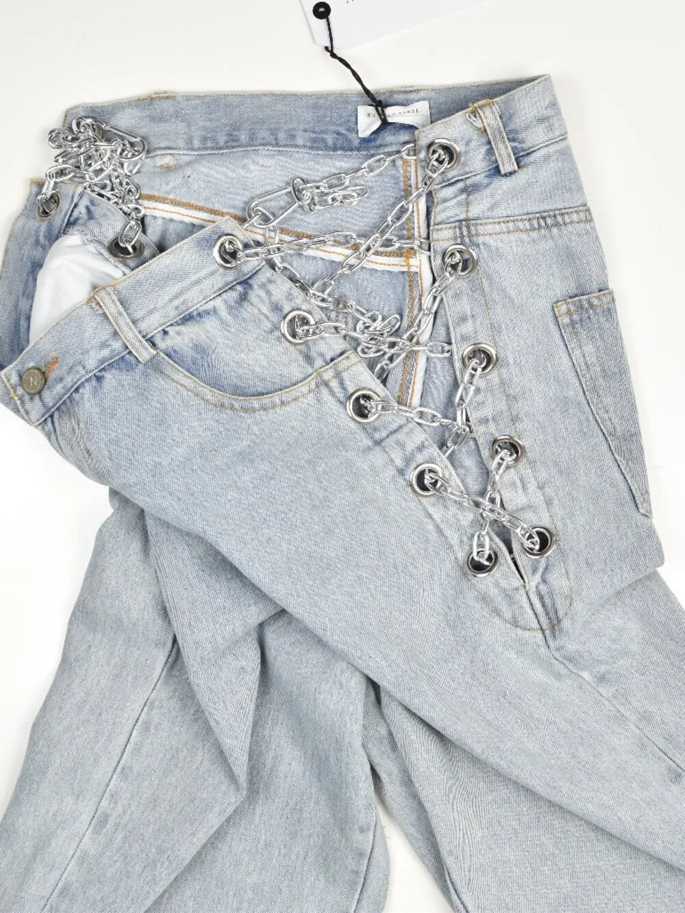 Nichole Lynel Chain Embellished High Rise Jeans NEW - L