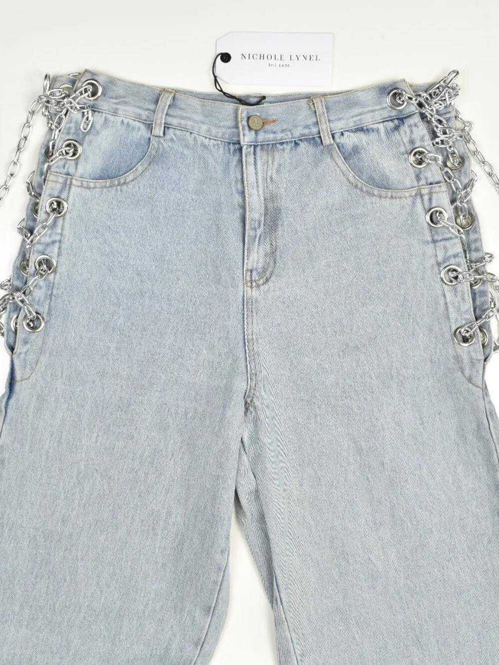 Nichole Lynel Chain Embellished High Rise Jeans NEW - L