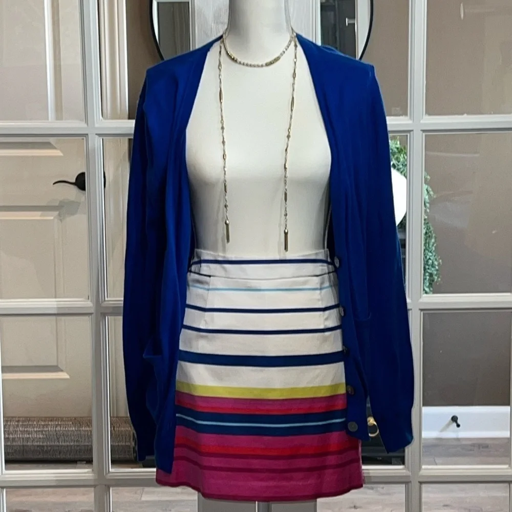 TART White Pink Blue Striped Mini Skirt Size Medium Preppy
