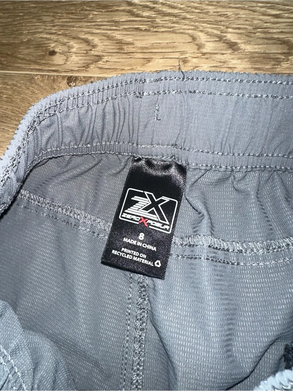 KIDS Gray Cargo Swim Shorts with Drawstring