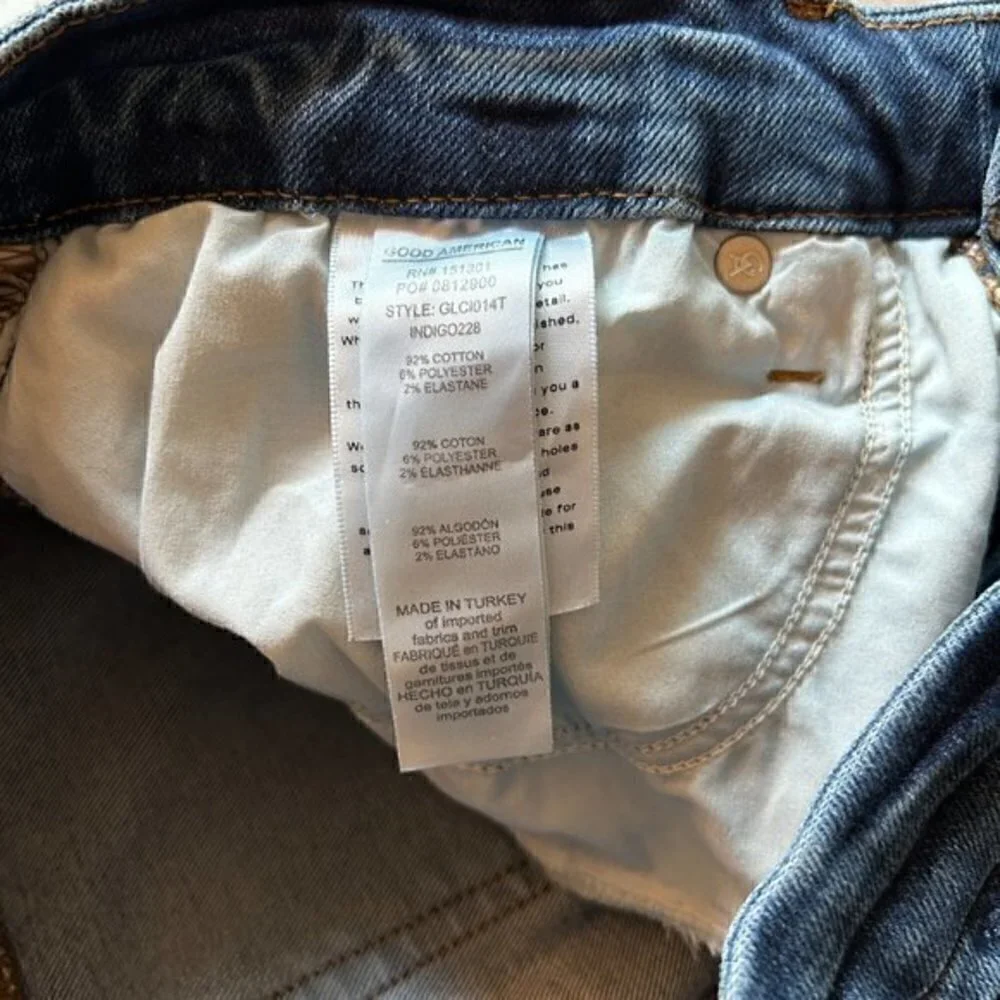Good American Good Legs Ripped High Waist Cigarette Jeans Size 16 NWT