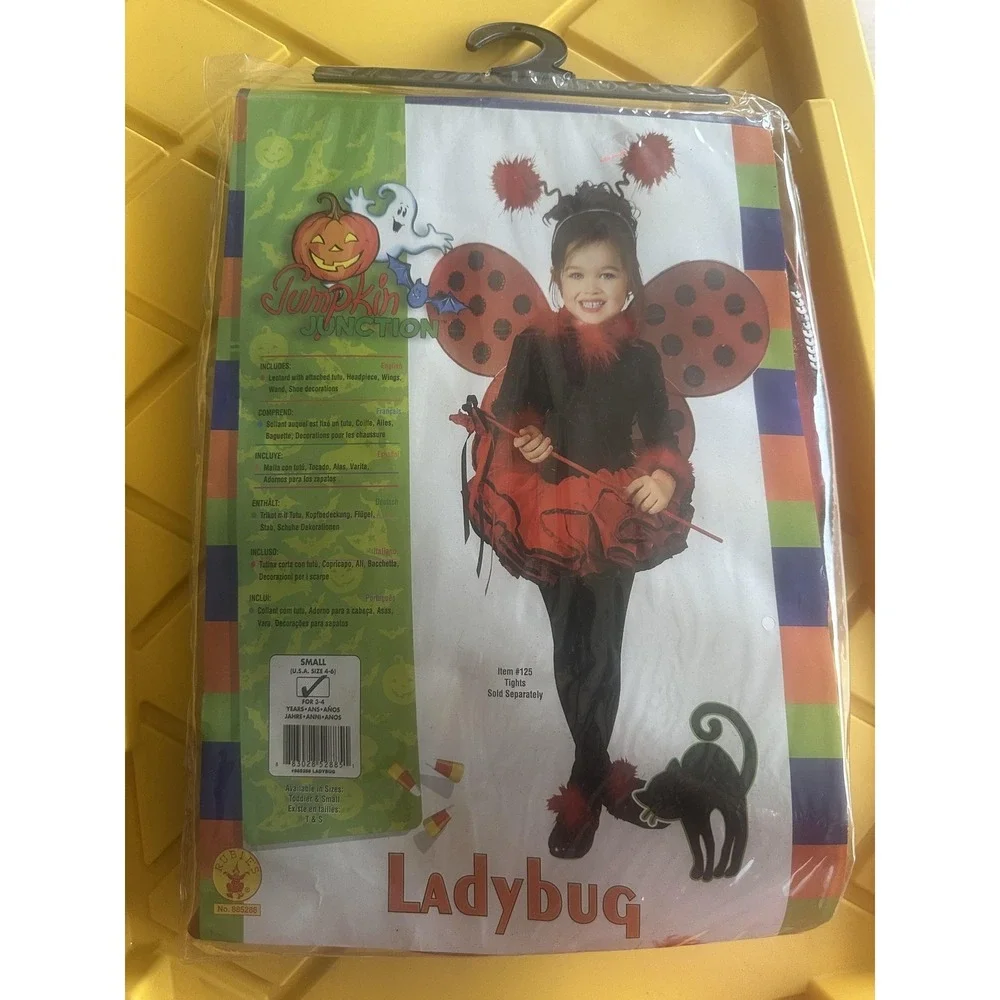 Pumpkin Junction Ladybug Costume Girls Small 4-6 Red Leotard‎ Tutu Wings Set