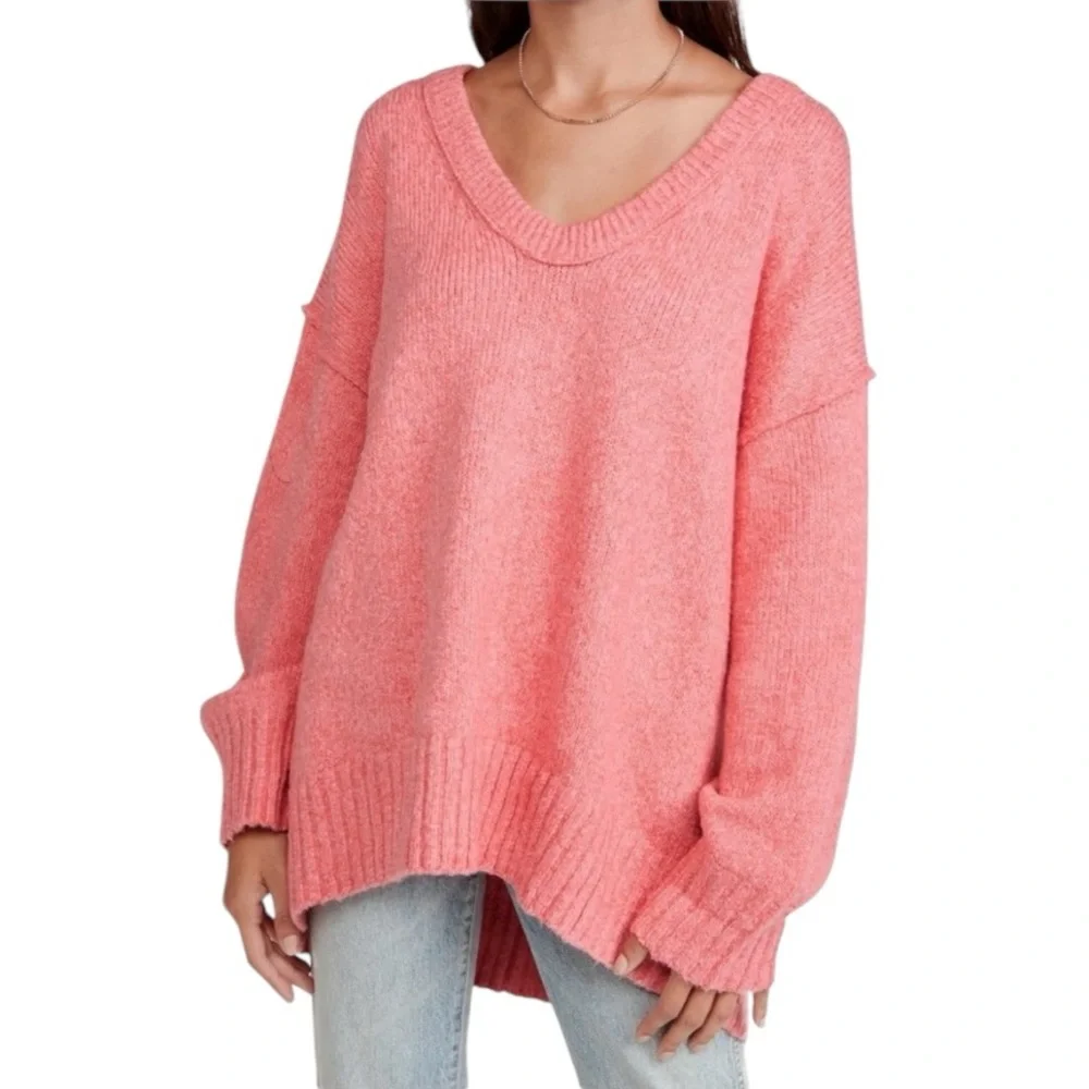 Free People Brookside Sweater in Pink Lightning size XS