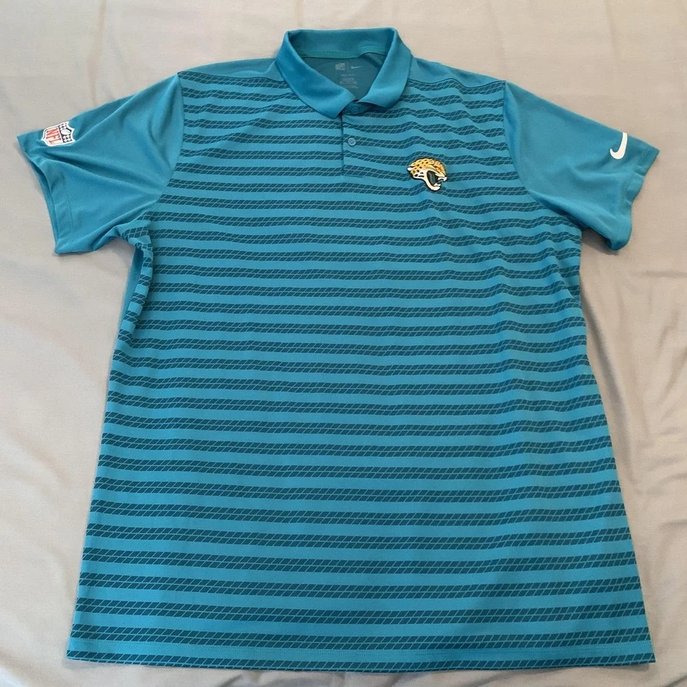 Jacksonville Jaguars Shirt Mens 2XL Blue NFL‎ Football Nike Dri Fit Polo