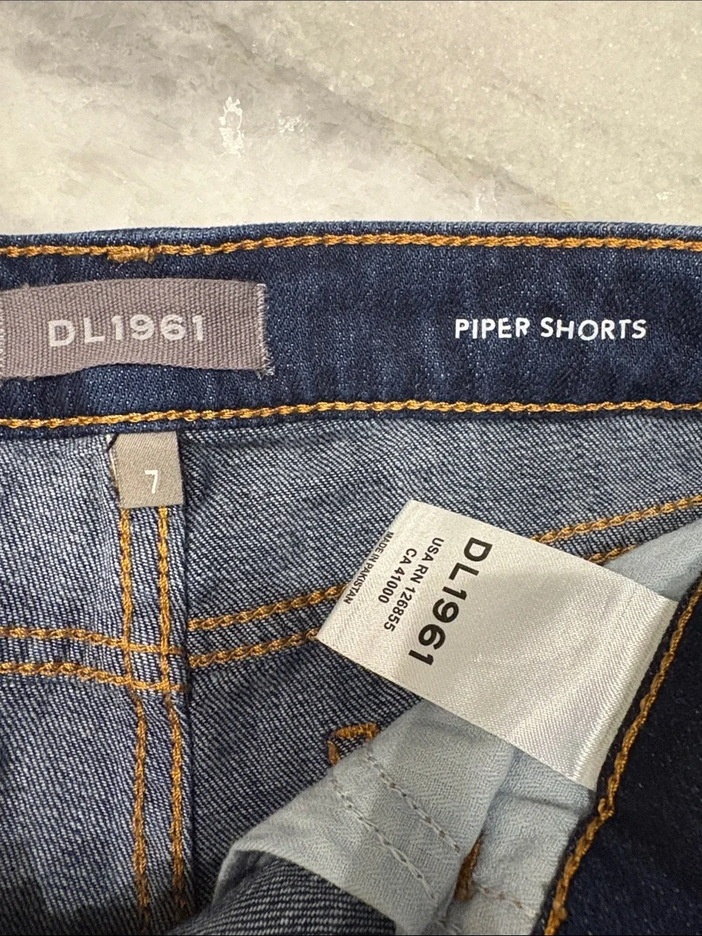 DL1961 Dark Indigo Rolled Cuff Denim Shorts