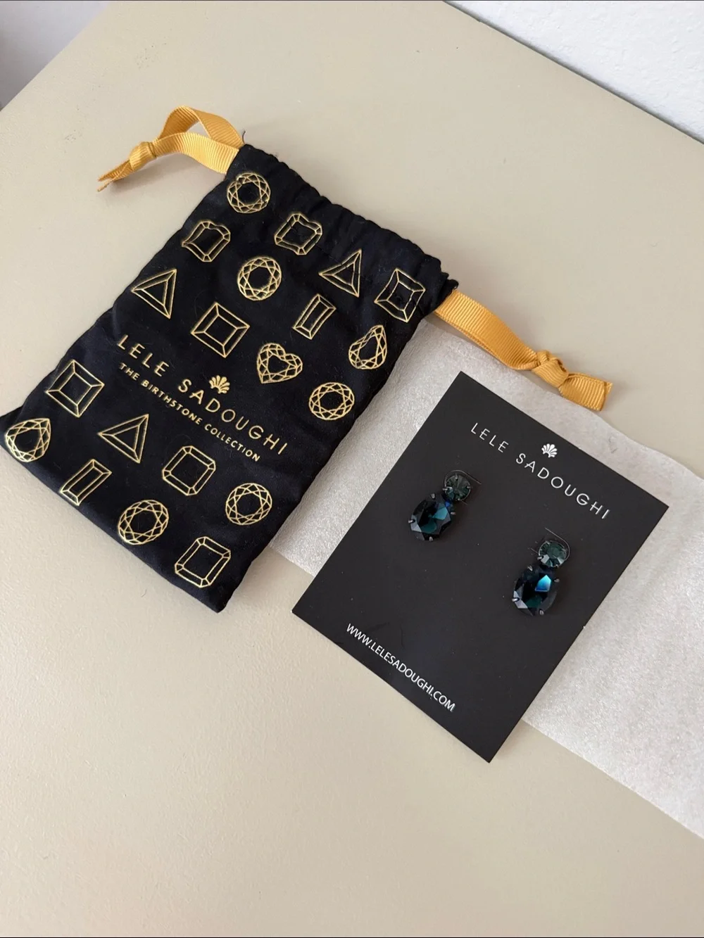 Lele Sadoughi Deep Teal Crystal Drop Earrings