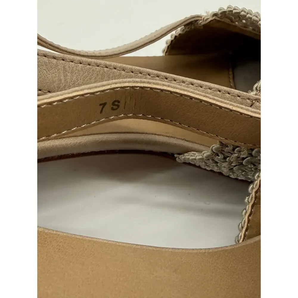Vaneli Woven Slingback Flats Beige Raffia Cottage Coastal Grandma Shoes 7