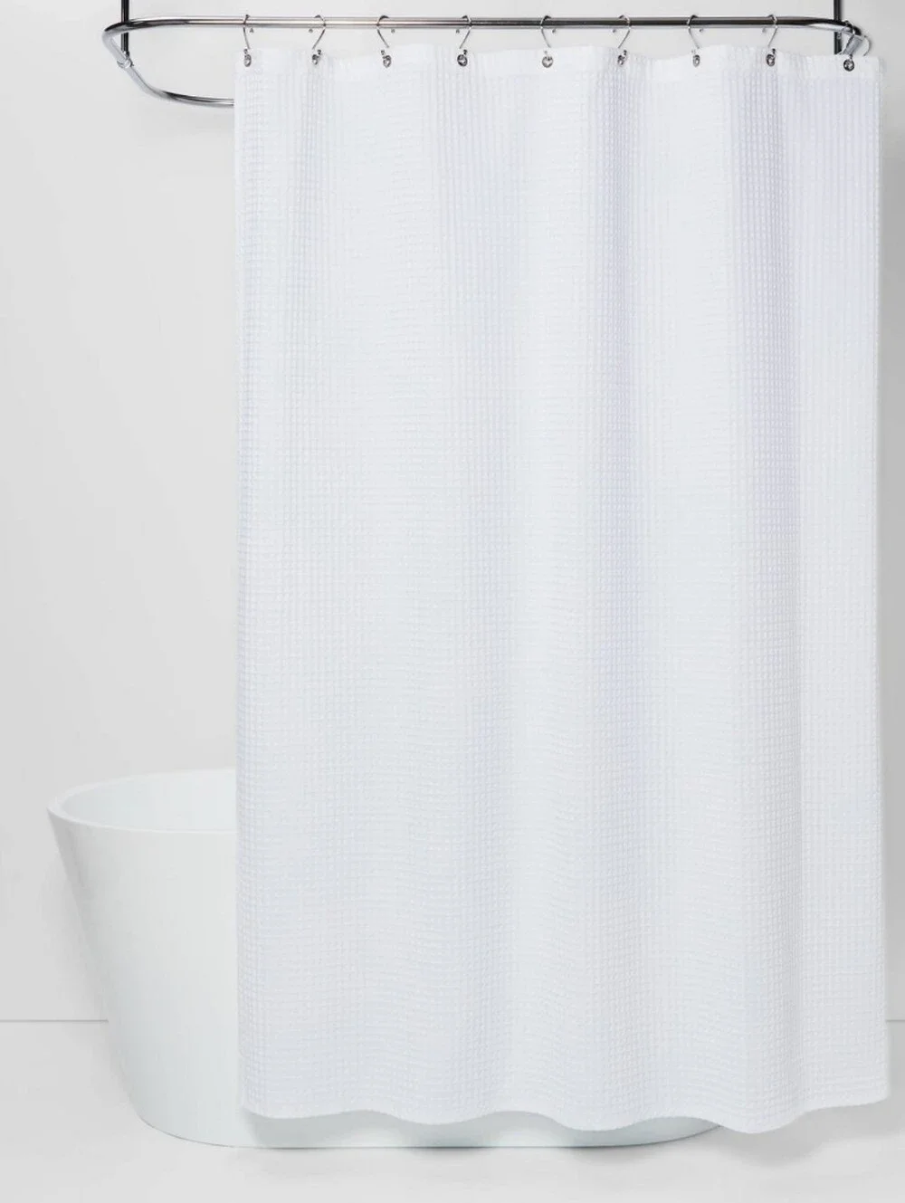 Threshold White Waffle-Texture Shower Curtain 72 In X 72 In Nwt