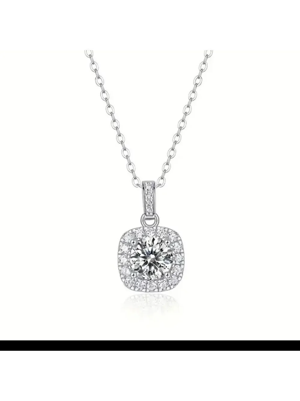 Moissanite Diamond Silver Necklace 1 CT