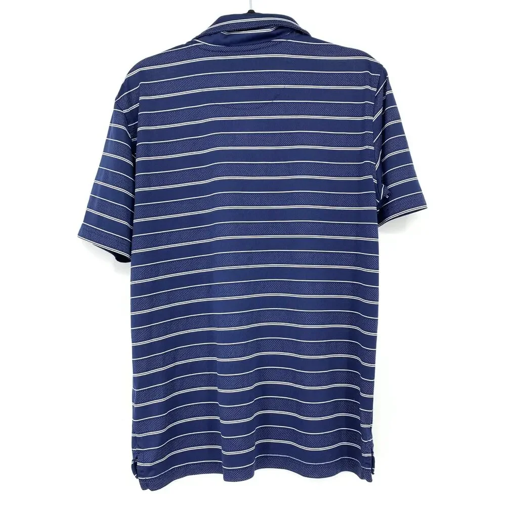 Brooks Brothers Fleece Performance Polo Shirt Boys Sz M Blue White Stripe