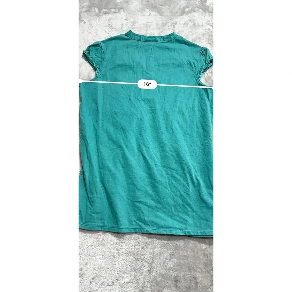 Cherokee Blouse‎ Tunic Girls Size XL 14/16 Green Front Buttons Cap Sleeve EUC
