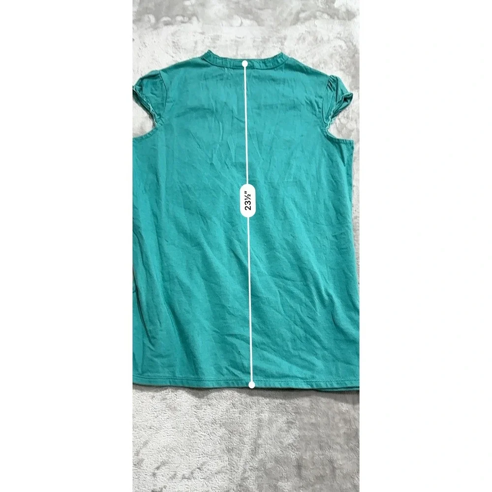 Cherokee Blouse‎ Tunic Girls Size XL 14/16 Green Front Buttons Cap Sleeve EUC