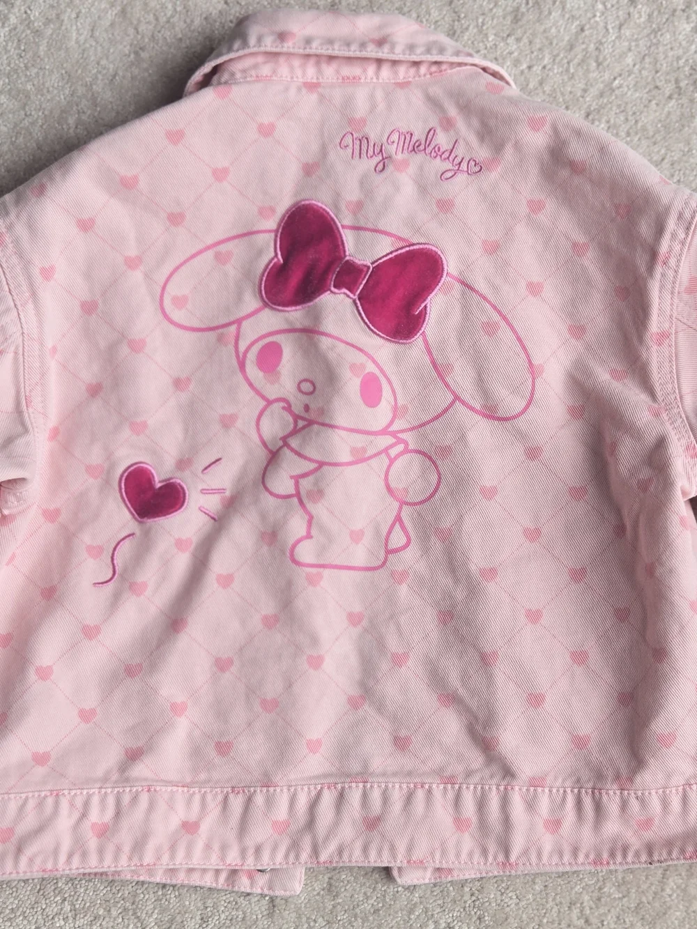 Sanrio My Melody Pink Jean Jacket with Heart Print