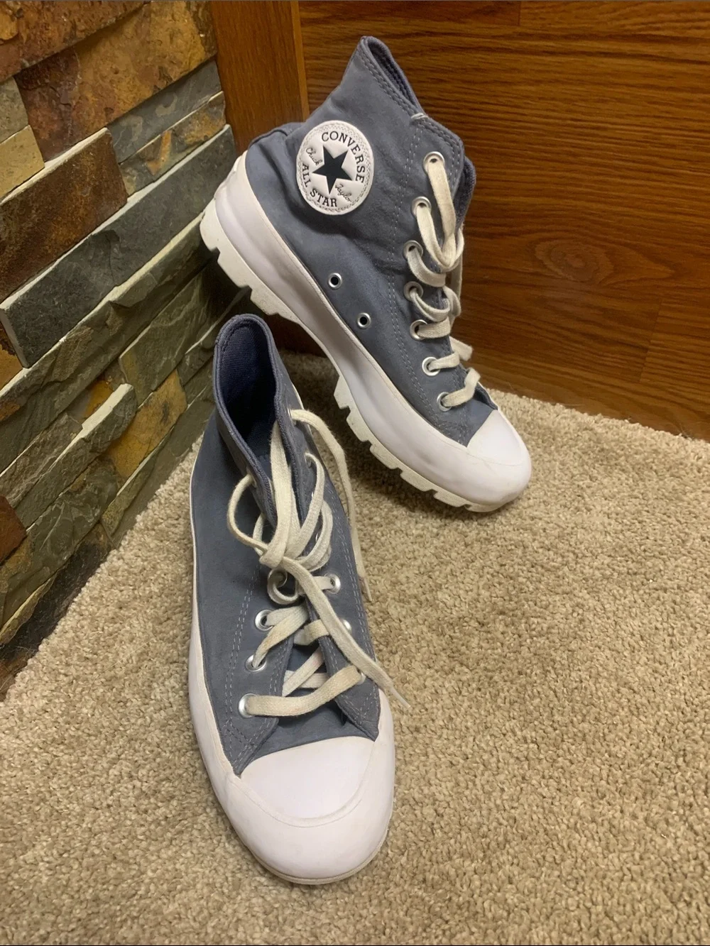 Converse 7 Blue High-Top Sneakers with White Toe