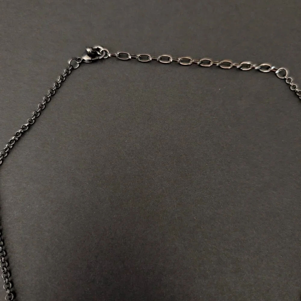 Navy, silver and teal statement necklace