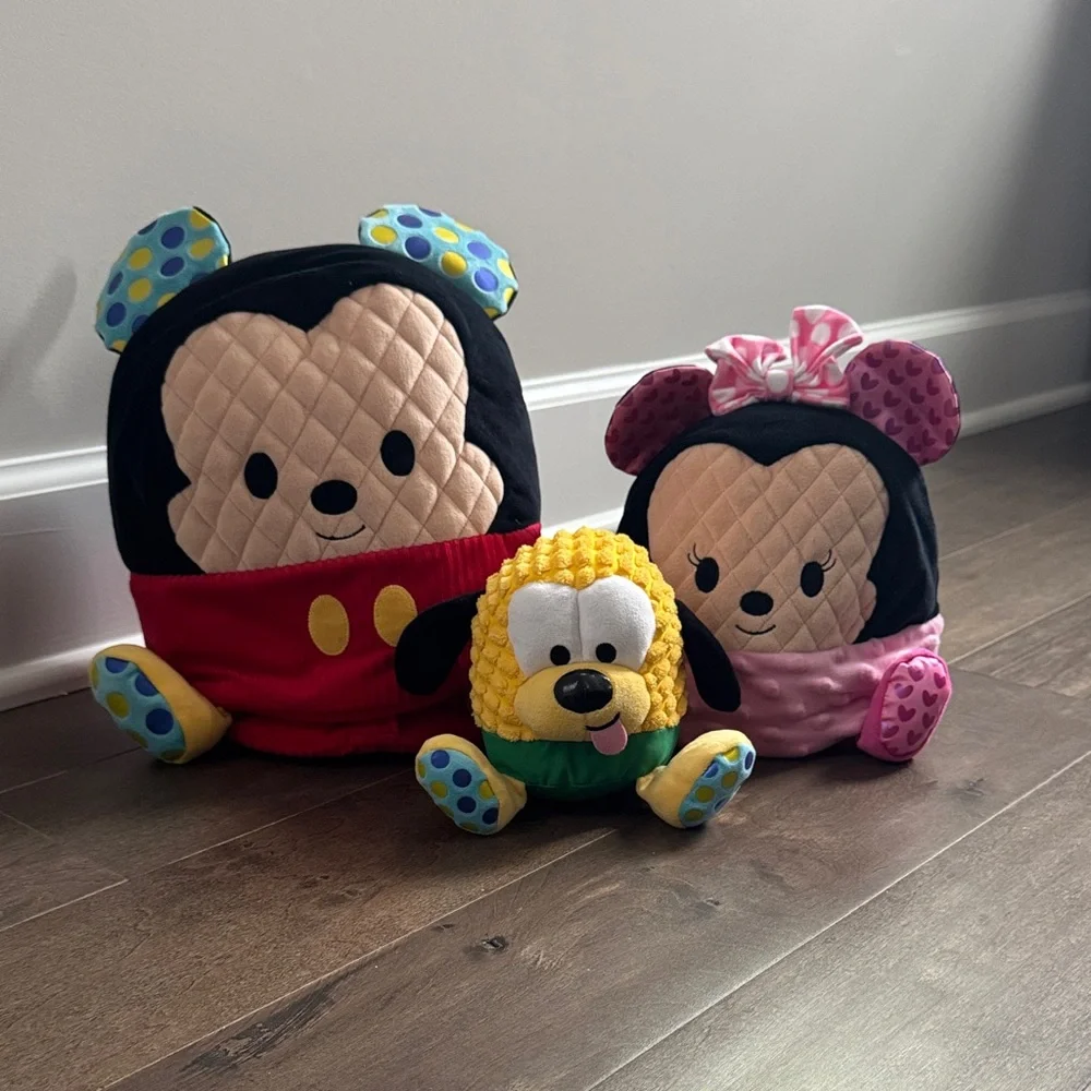 Disney Mickey & Minnie Nesting Plush Set with Pluto Stuffed Animals 3-Piece