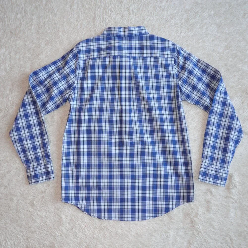 Boys Size 8 Janie and Jack Long Sleeve Blue Plaid Button Down Shirt, NWT