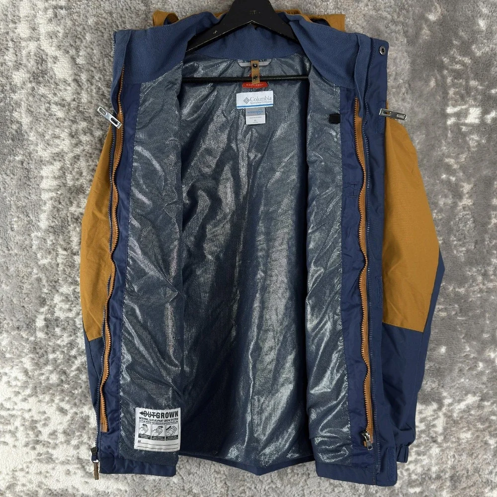 Columbia Sz‎ XL Omni-Heat Interchange Hooded Winter Jacket Blue/Yellow Long Boys