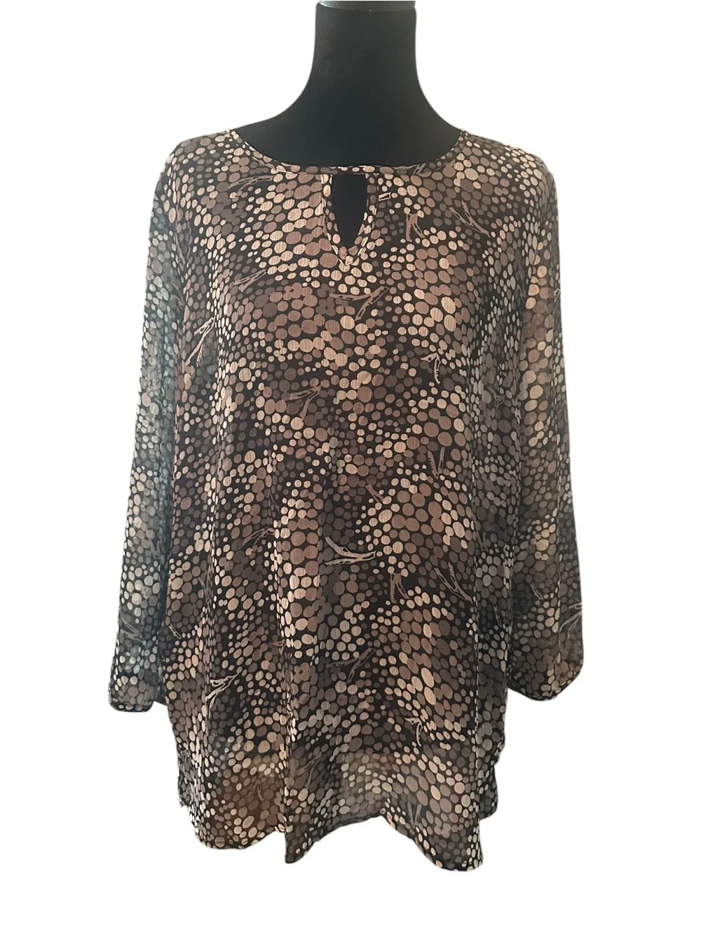 Banana Republic Brown and Cream Dot Pattern Blouse