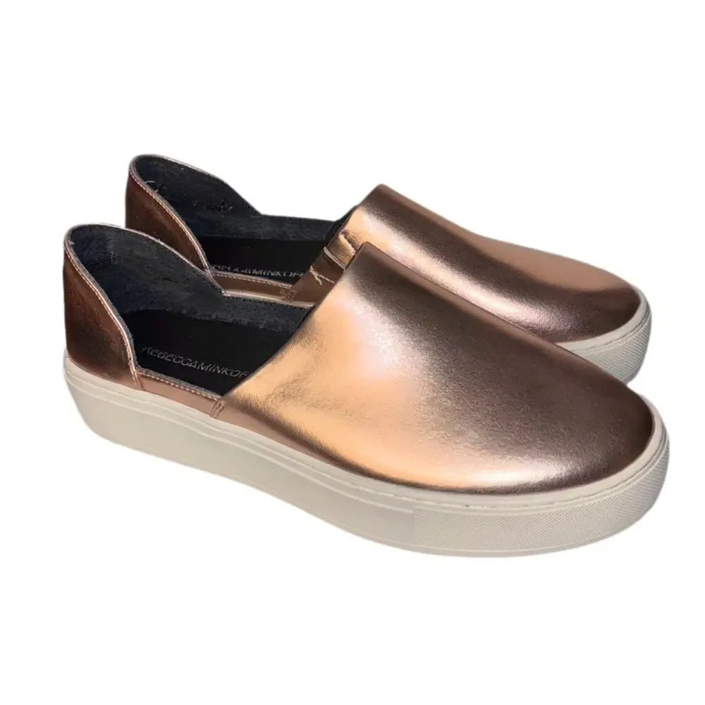 Rebecca Minkoff nana leather slip on sneakers rose gold metallic women's 8.5