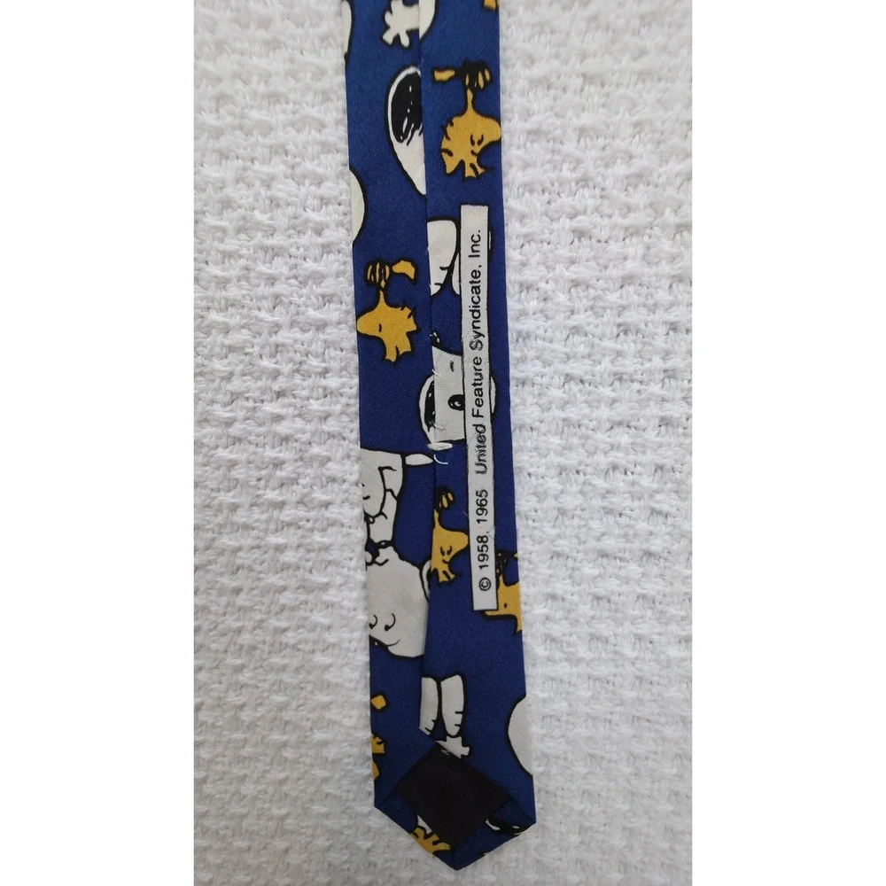 Peanuts Snoopy Woodstock Tie Men One Size Blue Polyester Vintage Novelty Necktie