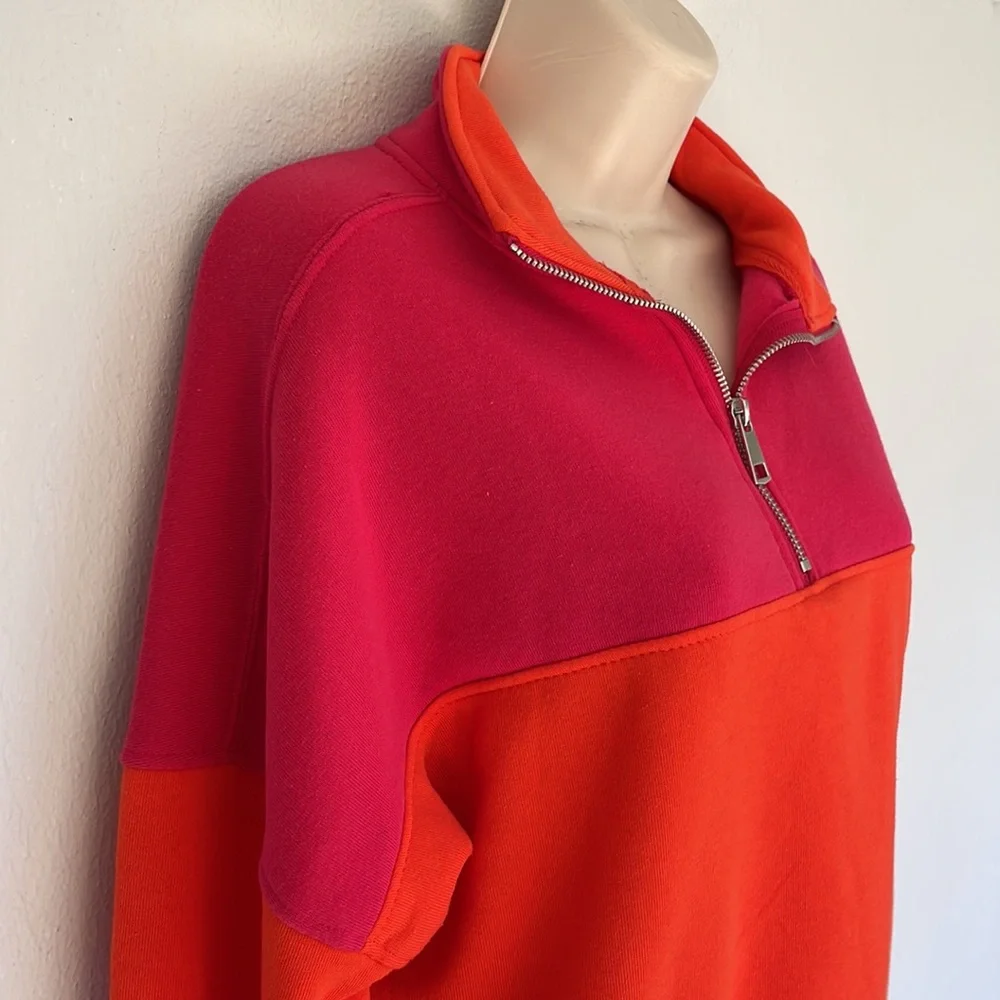 Better/Together neon pink orange quarter zip fleece pullover sweatshirt XS