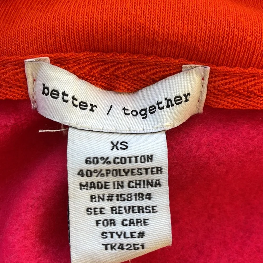 Better/Together neon pink orange quarter zip fleece pullover sweatshirt XS
