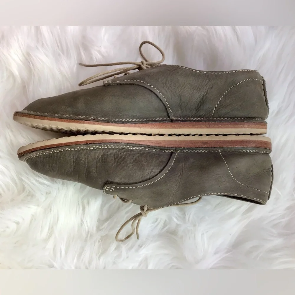 Frye Leather Lace-Up Oxford Shoes Gray Distressed  Women’s Size 8