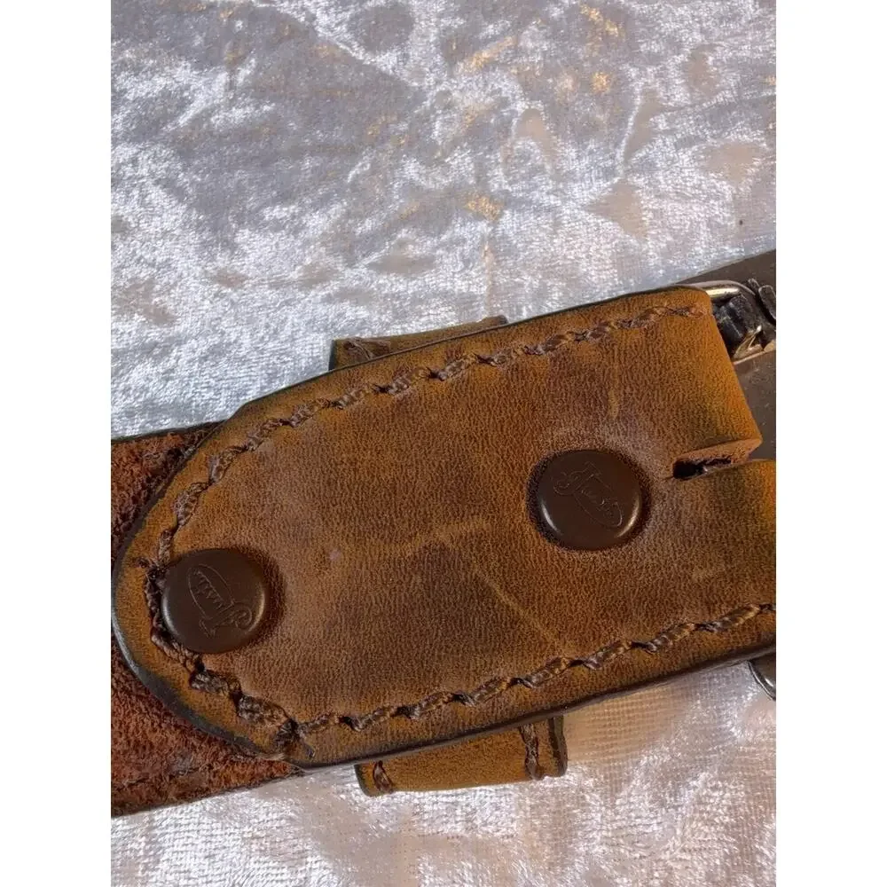 Justin USA Leather‎ Belt American Flag Western Buckle Brown Size 40 Cowboy