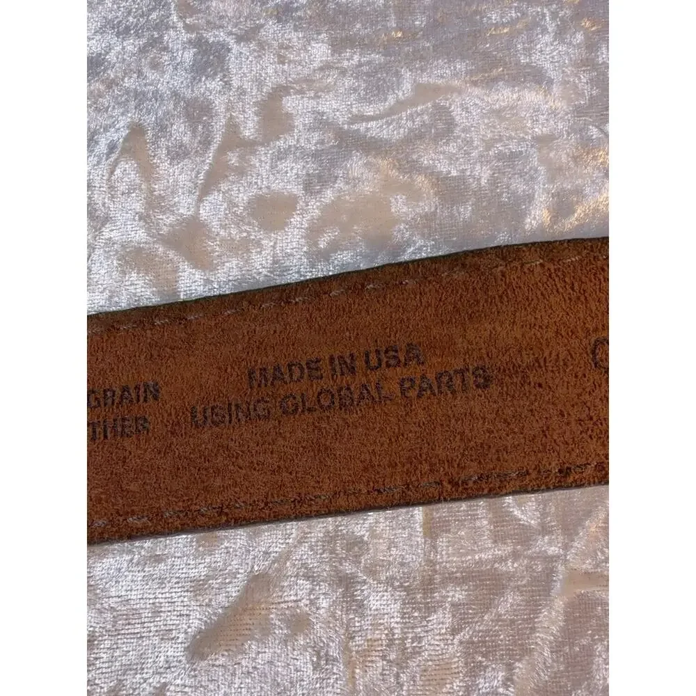 Justin USA Leather‎ Belt American Flag Western Buckle Brown Size 40 Cowboy