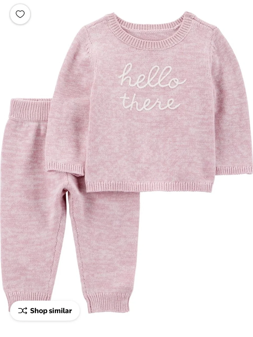 Carter's Size Newborn 'Hello There' Pink Knit Baby Sweater Set NWT