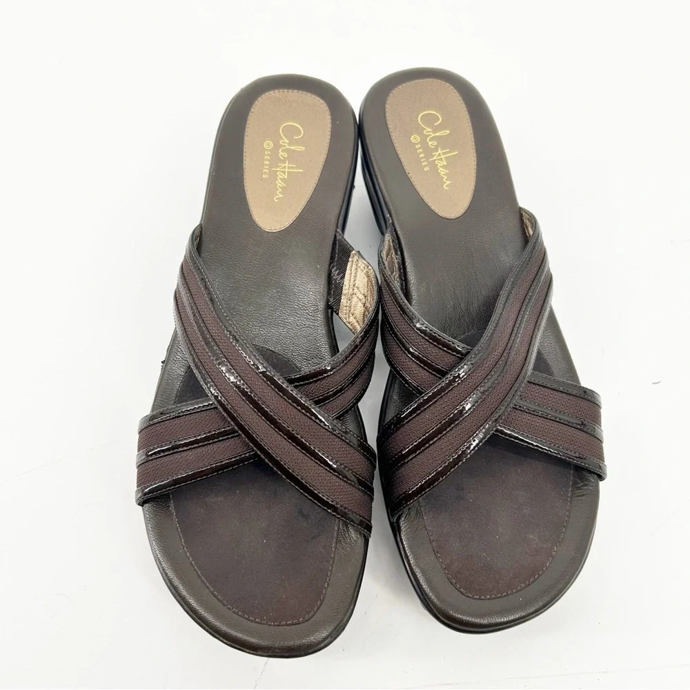 Brown Cole Haan Air Maddy Thong Wedge Sandal‎ Size 8.5AA Narrow