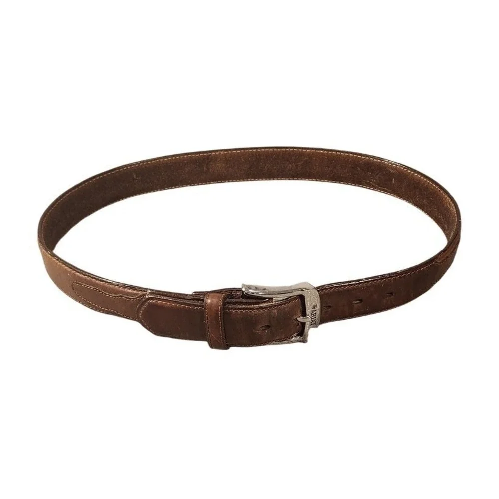 Ariat Leather Belt Mens Size 36 Brown Western Logo Buckle‎ Distressed D1022