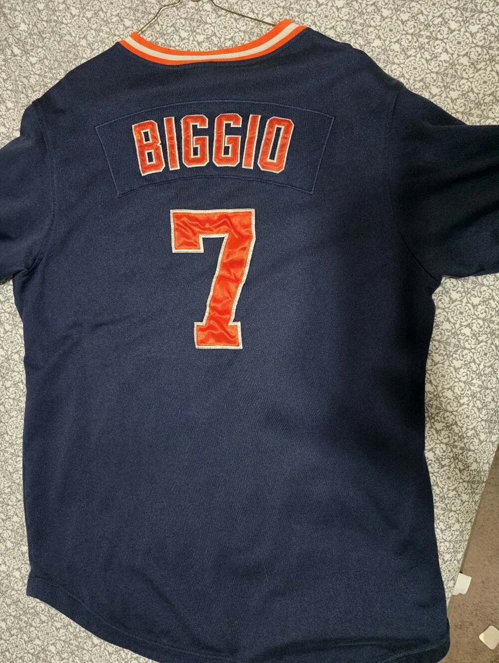 Nike Navy Houston Astors Biggio shirt with Orange and White Trim