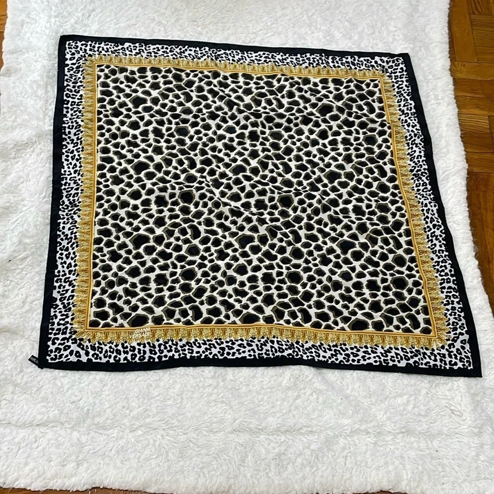 Gianni Versace Black and yellow Silk Scarf