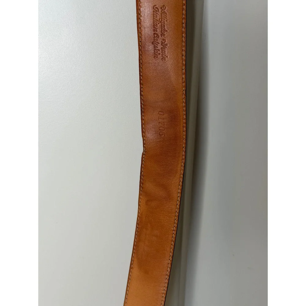 Martin Dingman Mens Alligator Grain Italian Calfskin Leather Belt Brown 34 85