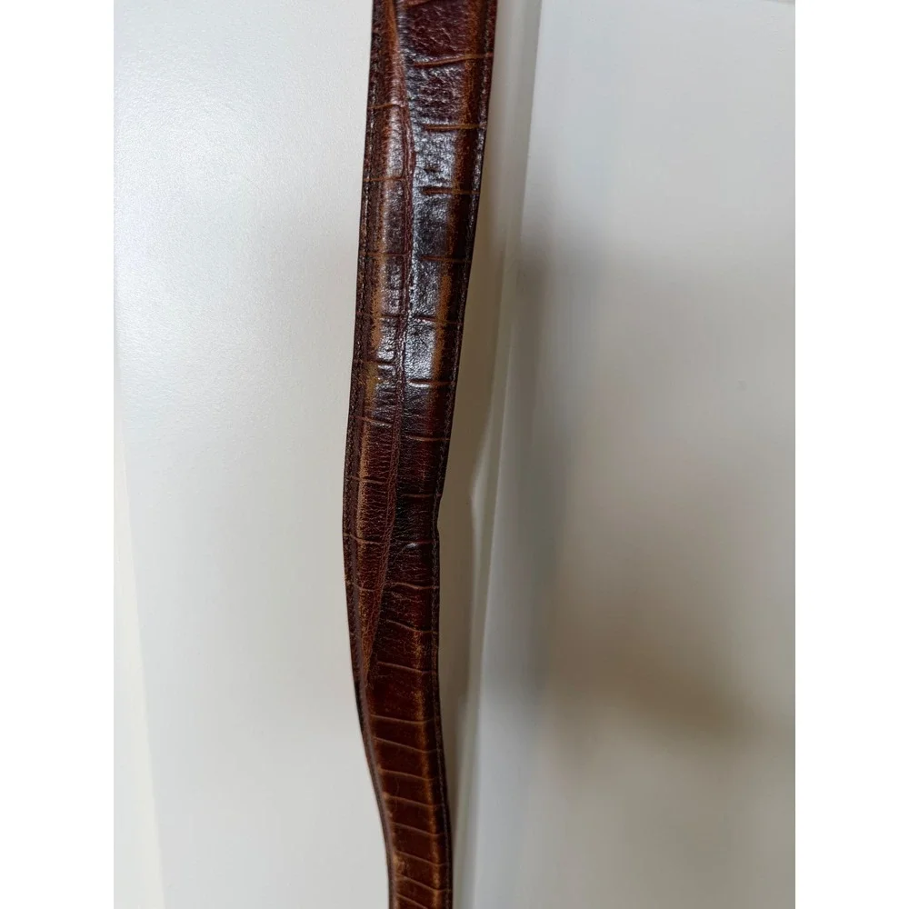 Martin Dingman Mens Alligator Grain Italian Calfskin Leather Belt Brown 34 85