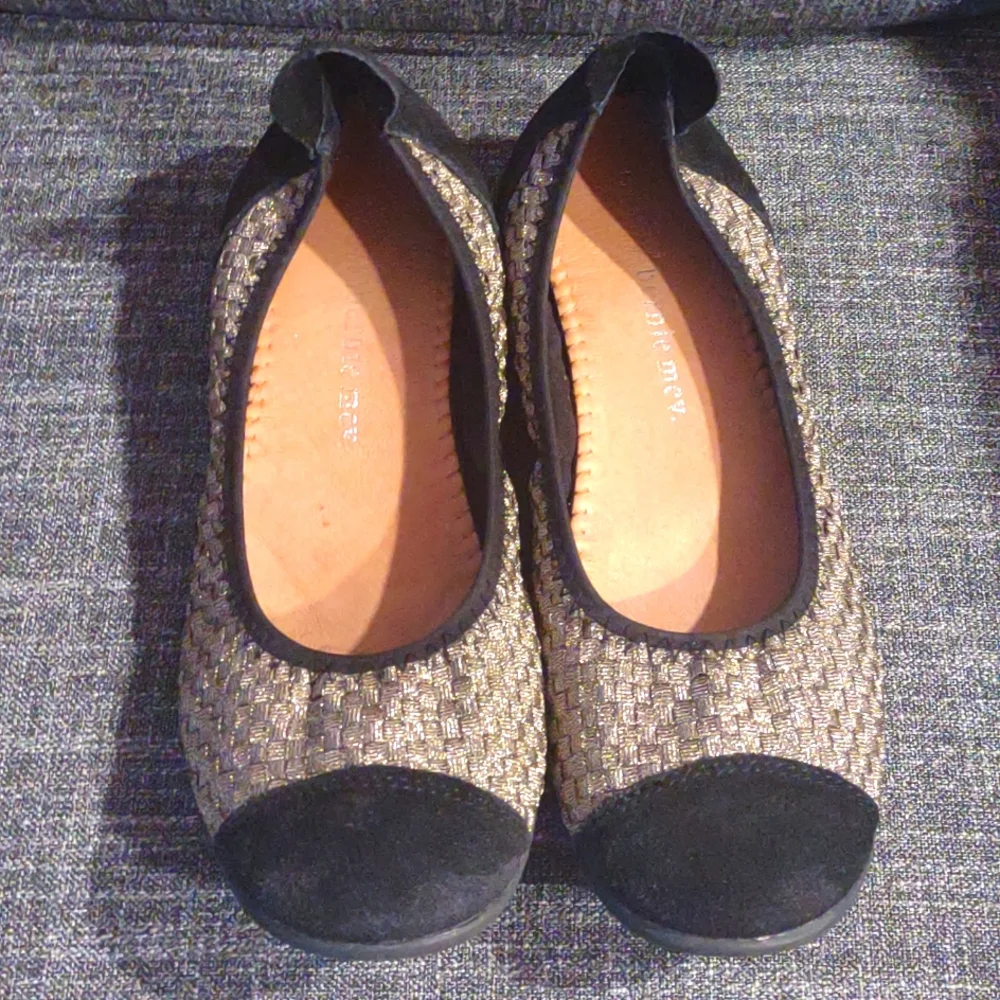 Gold and black flats