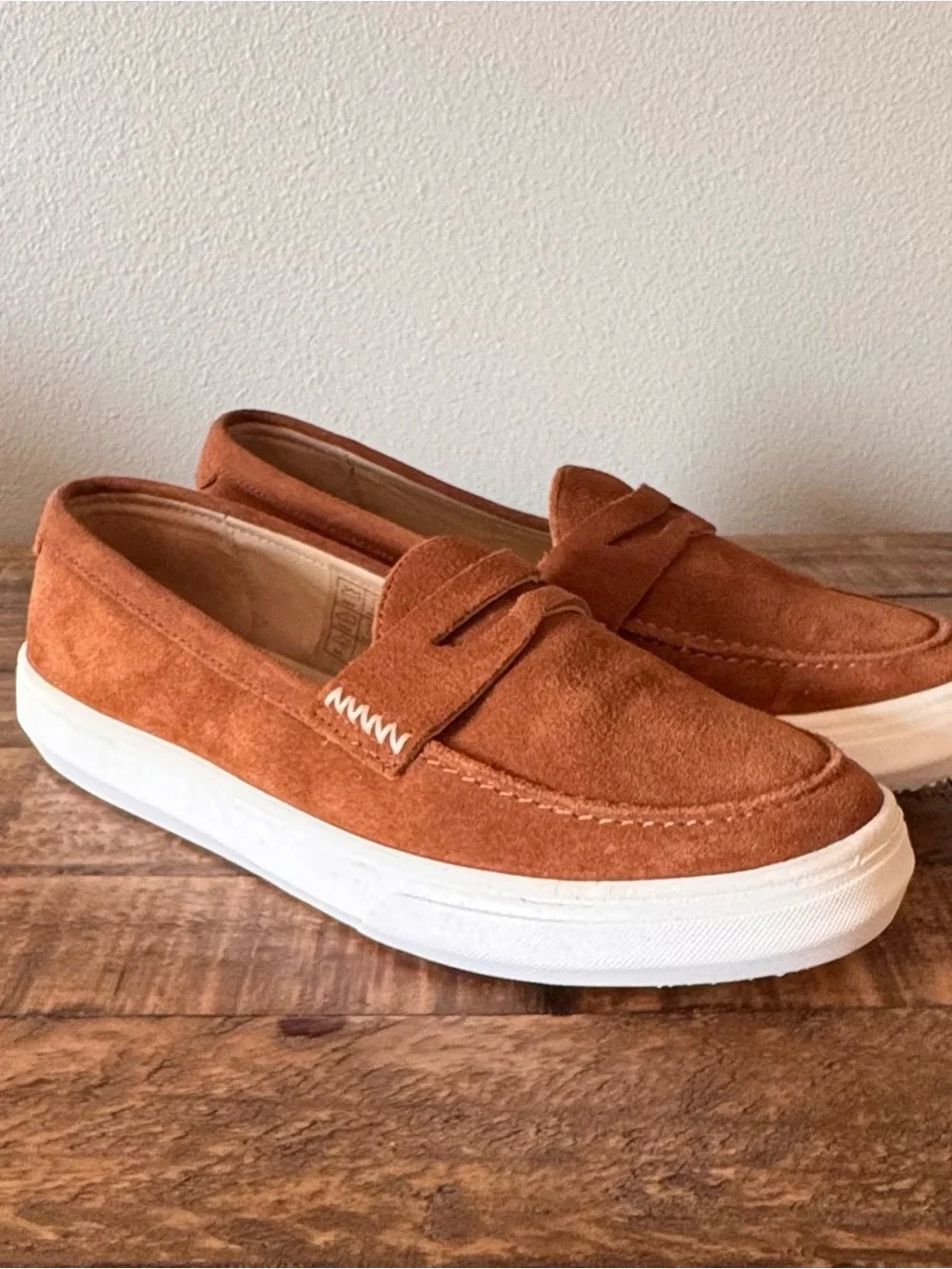 Patina Women's Boardwalk Suede Penny Loafers in Rust/Copper