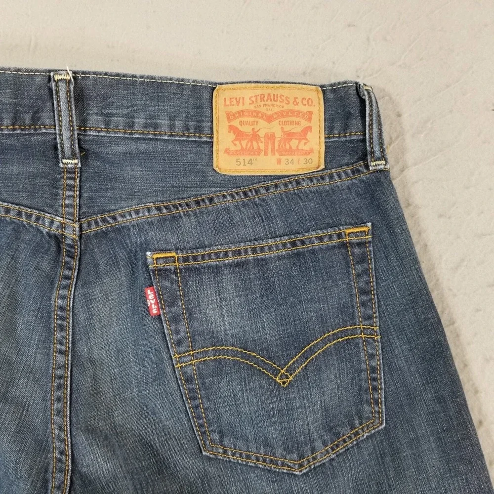 Levi's 514 jeans men's 34x30 regular fit straight blue denim pants retro