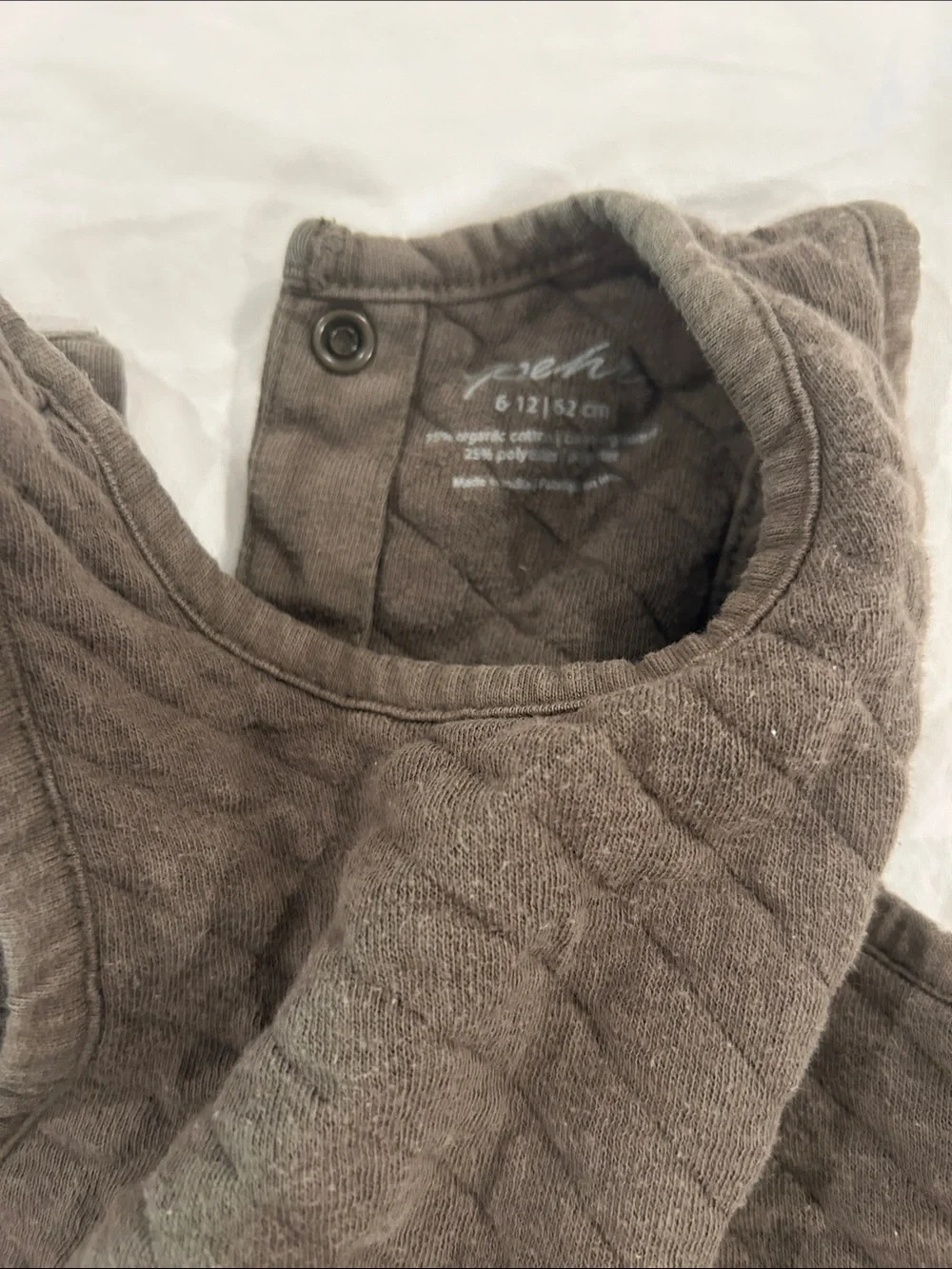 Pehr Quilted Baby Romper overall Olive brown Gray 6-12M